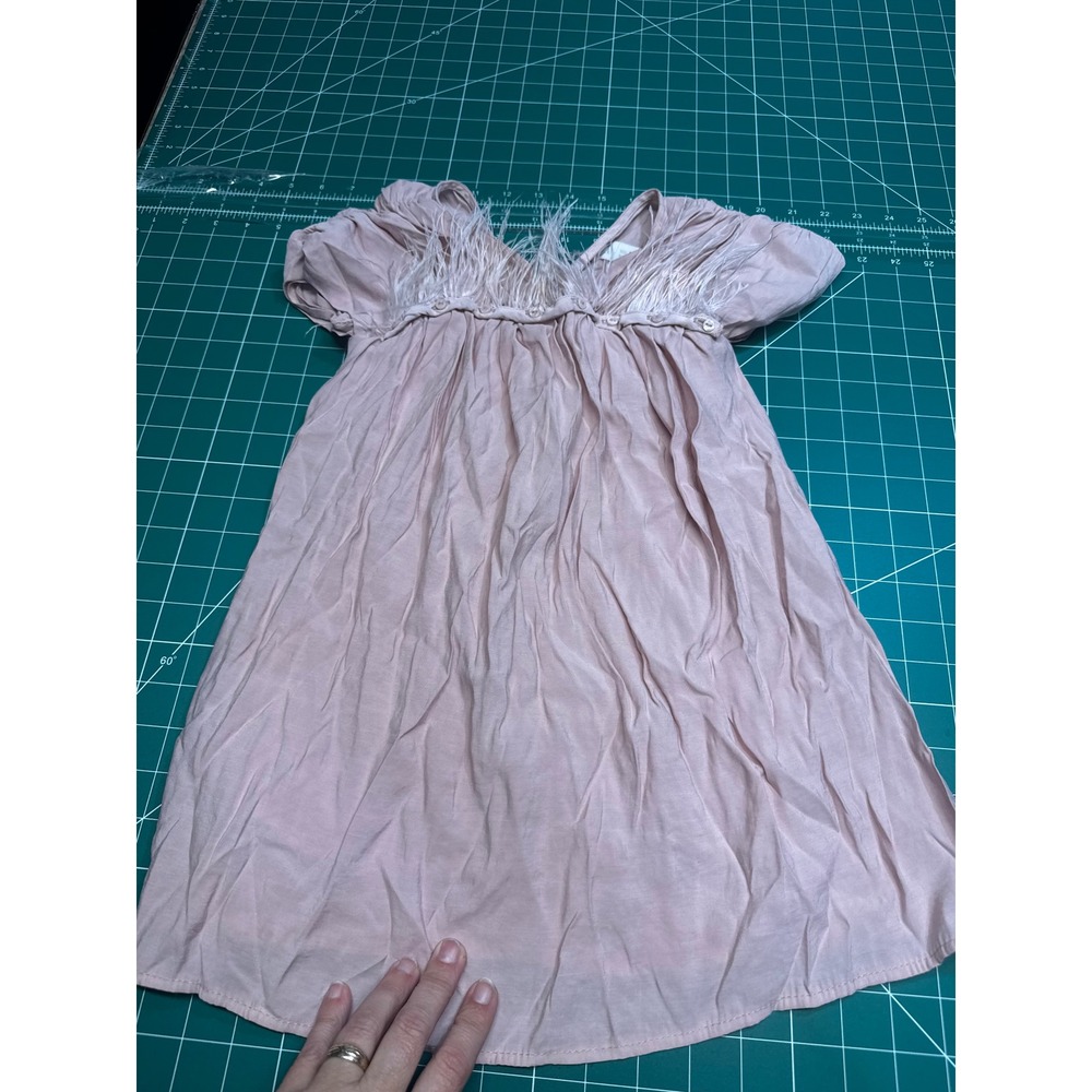Zara Kids Girls Pink Feather Trim Dress Size 6 116cm Special Occasion